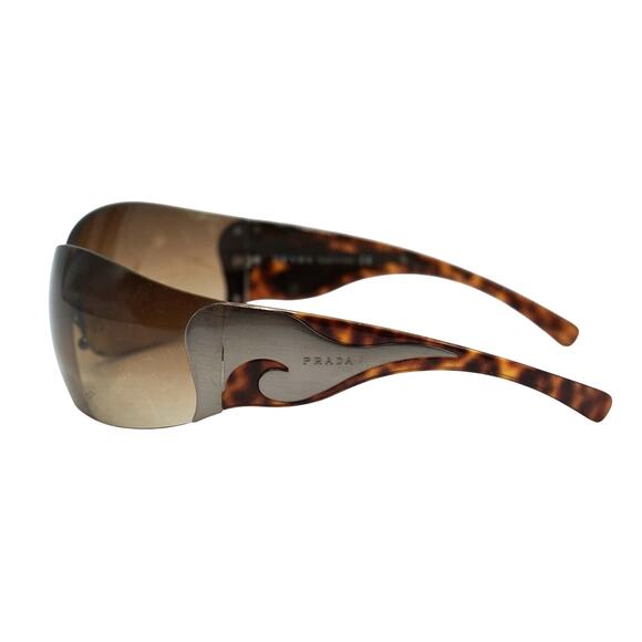 Prada Sunglasses SPR 58F Chrome Wave Tortoise Shell Italy 115mm - Picture 1 of 7